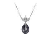 Collier de perles noires en diamant et en forme de larme