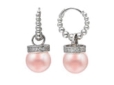 Diamond and Drop Pink Pearl Earrings
