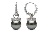 Diamond and Drop Black Pearl Earrings