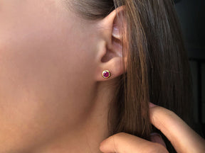 Ruby Solitaire Stud Earrings