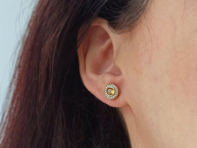 Diamond and citrine stud earrings