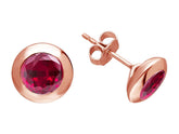 Boucles d'oreilles clous solitaire rubis