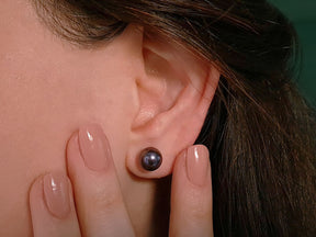Modern Black Pearl Stud Earrings