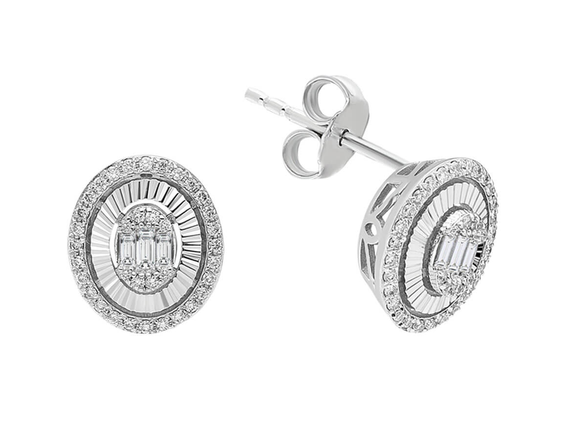 Boucles d'oreilles à tige en diamant baguette de 0,40 carat au total