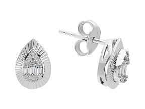 Diamond Baguette Waterdrop Stud Earrings