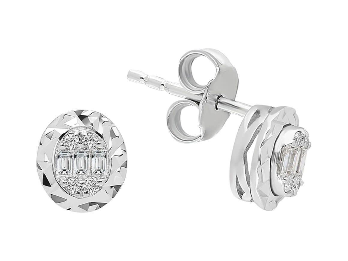 Glitter effect diamond baguette stud earrings