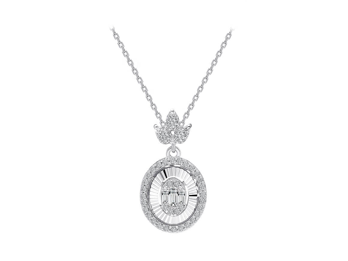 0.27 carat diamond baguette necklace