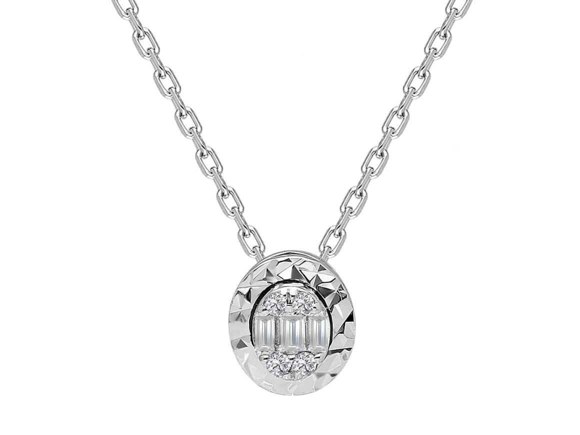 Glitter Effect Baguette Diamond Necklace
