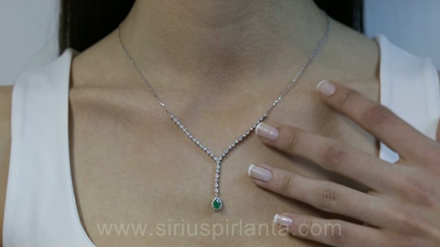 Diamond and Pear Emerald Tennis Necklace