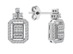 Boucles d'oreilles tiges baguette diamant light path
