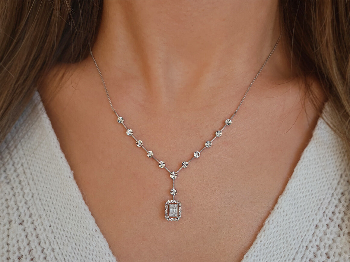 Baguette Diamond Tennis Necklace
