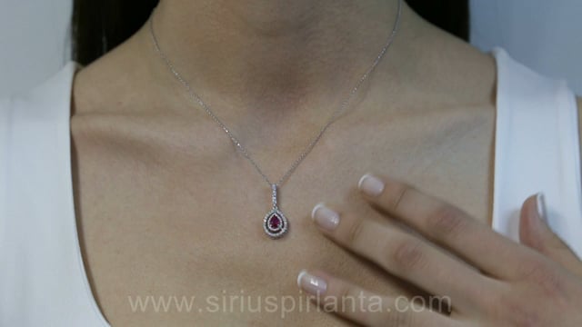 Diamond and drop ruby ​​necklace