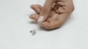 Diamond Flower Stud Earrings