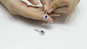 Boucles d'oreilles diamant et améthyste ovale