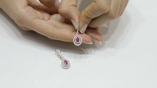 Diamond and drop ruby ​​earrings