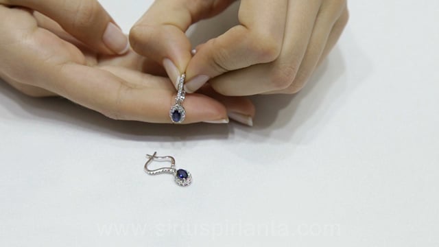 Diamond and Oval Sapphire Earrings