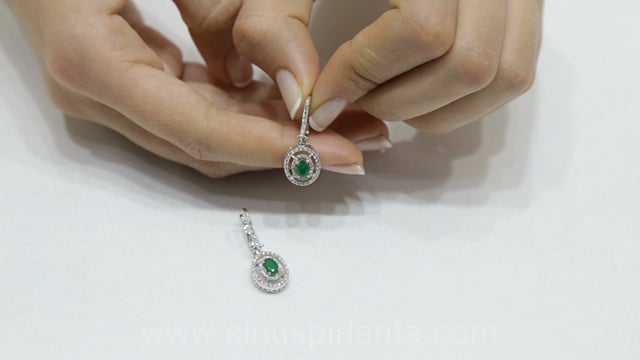 Diamond and Oval Emerald Earrings