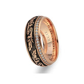 Alliance en or rose motif jacinthe avec diamants