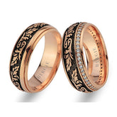 Alliance en or rose motif jacinthe avec diamants