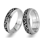 Round Cut White Gold Wedding Band w/ Diamonds