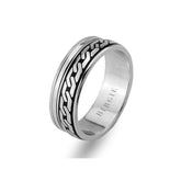 Alliance en or blanc avec motif chaîne