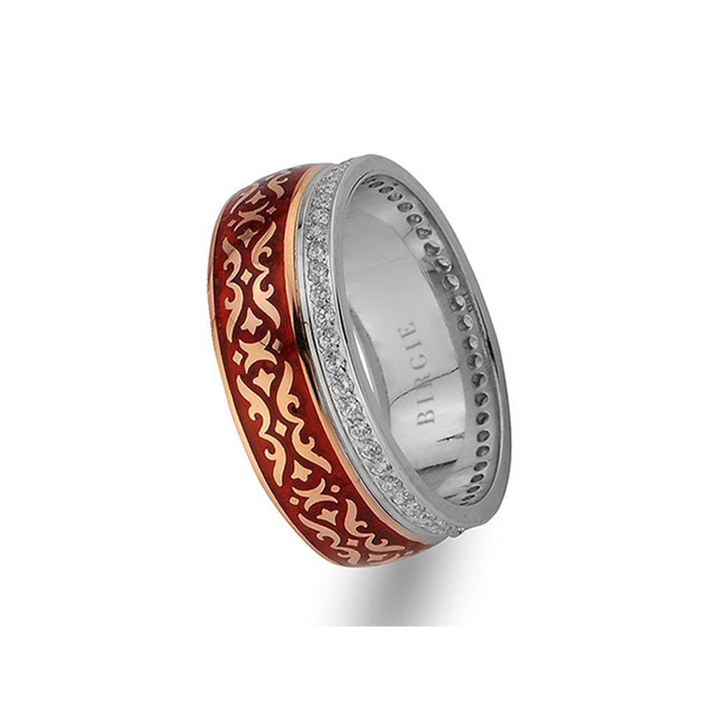 Phrygian Design Rose Gold Wedding Band w/ Diamonds