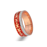 Alliance en or rose au design byzantin avec diamants