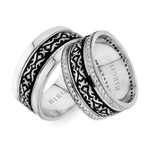 Alliance Phrygian Design en or blanc avec diamants double ligne