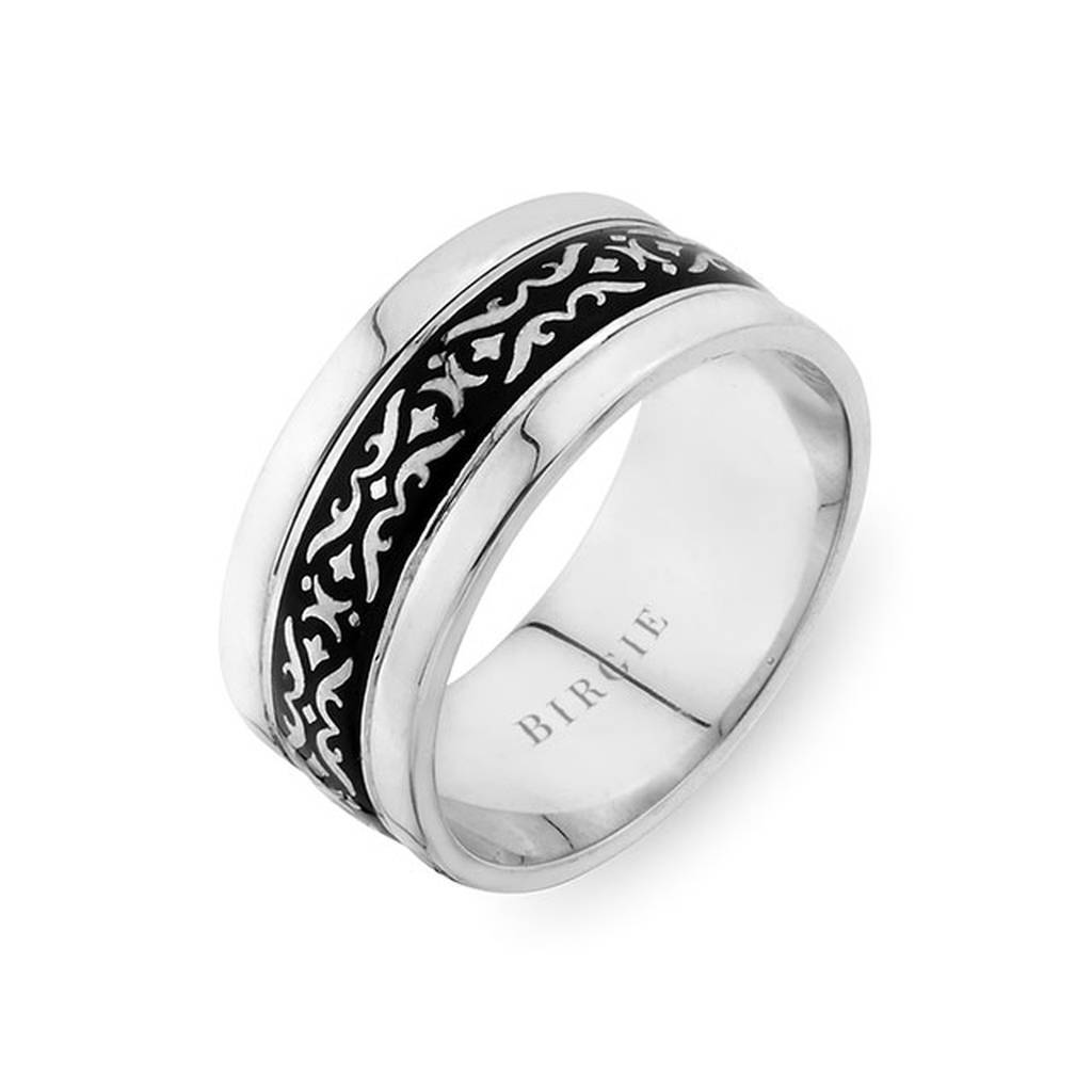 Alliance en or blanc de conception phrygienne