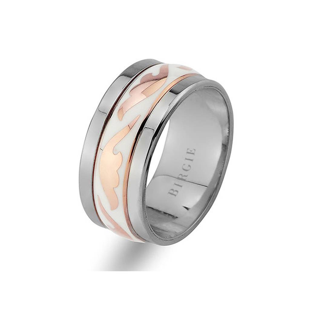 Alliance au design élégant en or blanc et rose