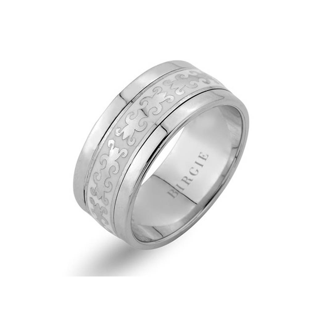 Alliance en or blanc de conception byzantine