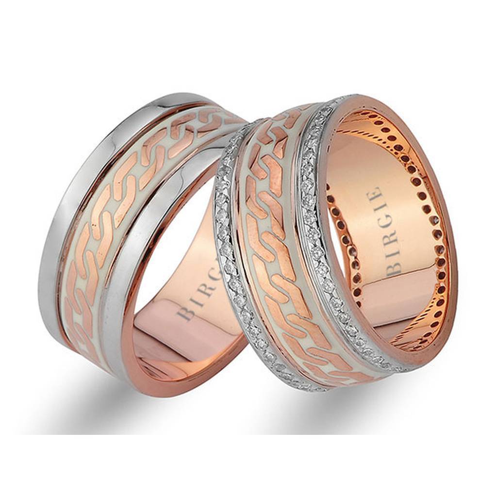 Alliance en or blanc et rose avec diamants