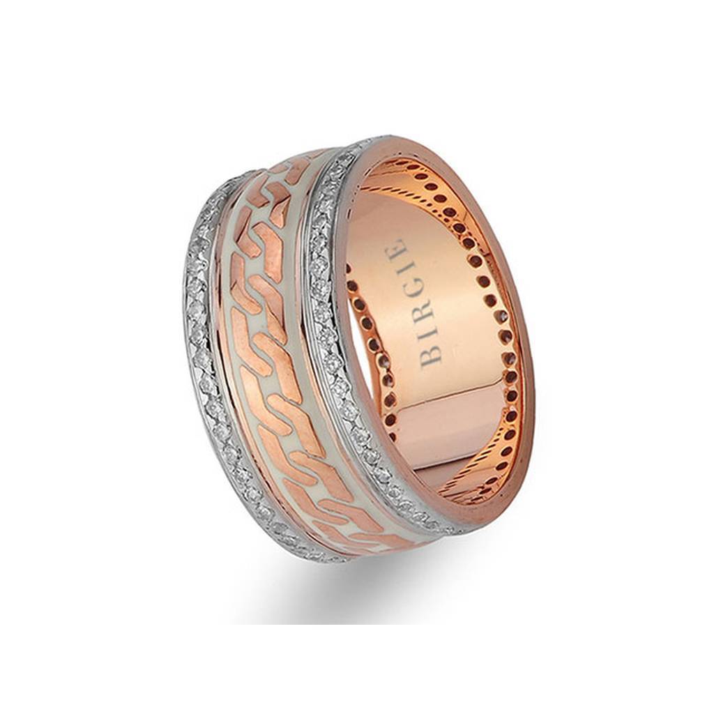 Alliance en or blanc et rose avec diamants