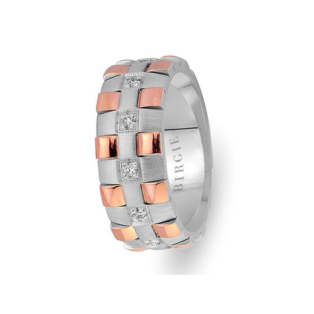 Argento Design White and Rose Gold Wedding Band w/ Diamonds
