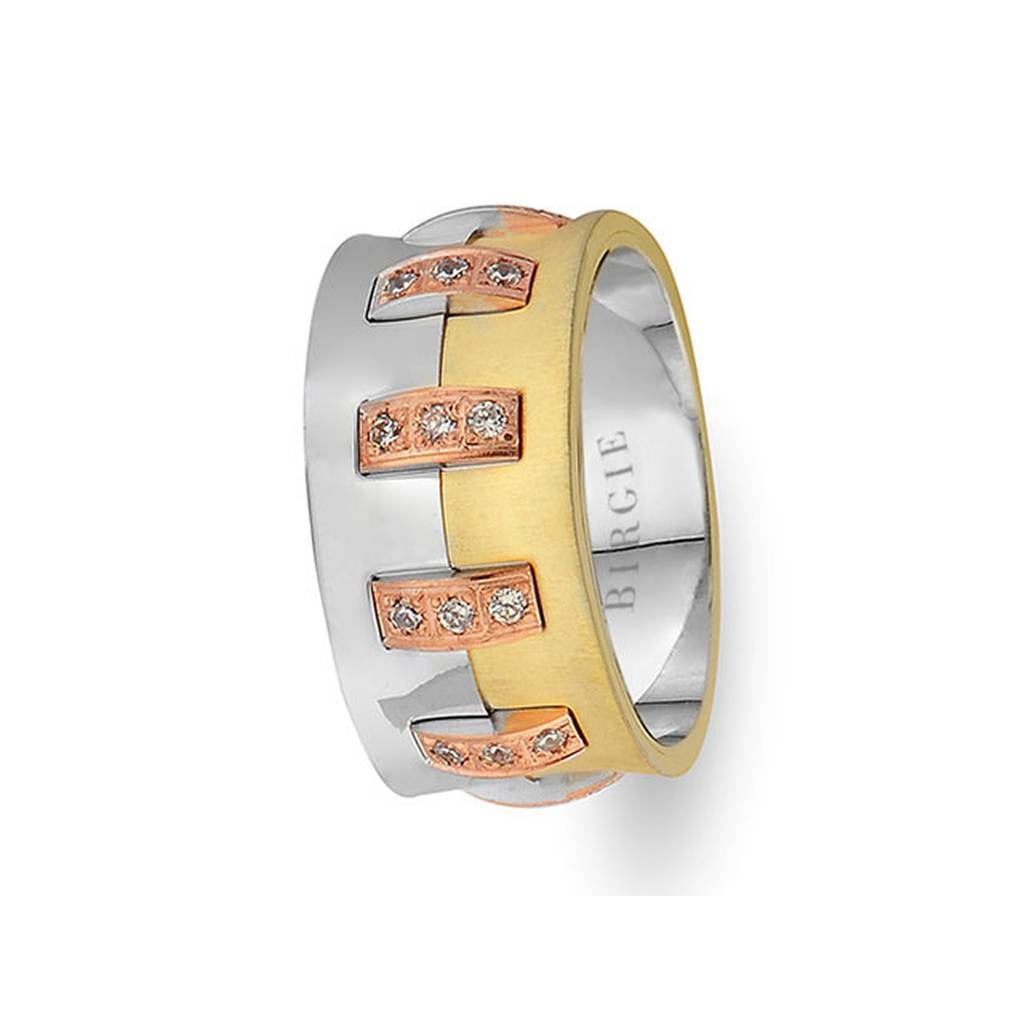 Alliance Riley Design en or blanc, jaune et rose avec diamants