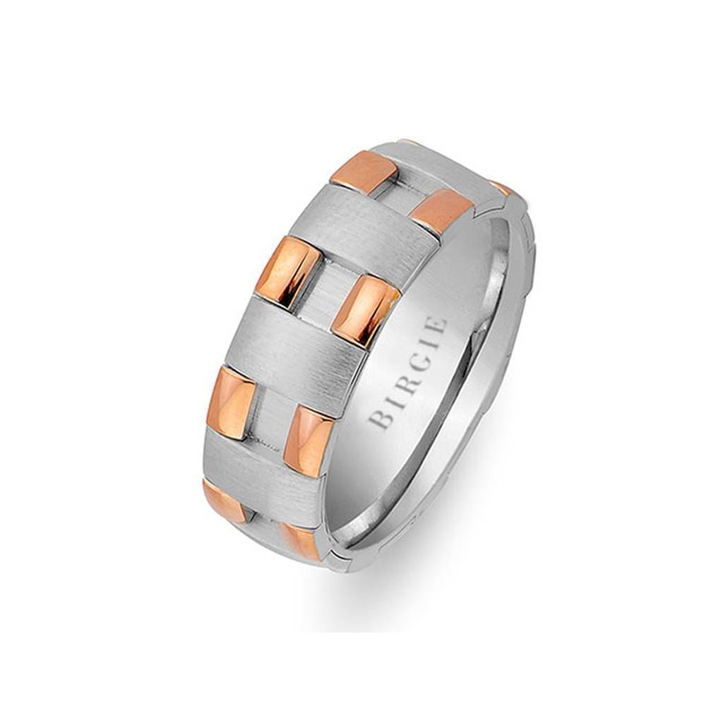 Modern Design Rose Gold Chequered Wedding Band