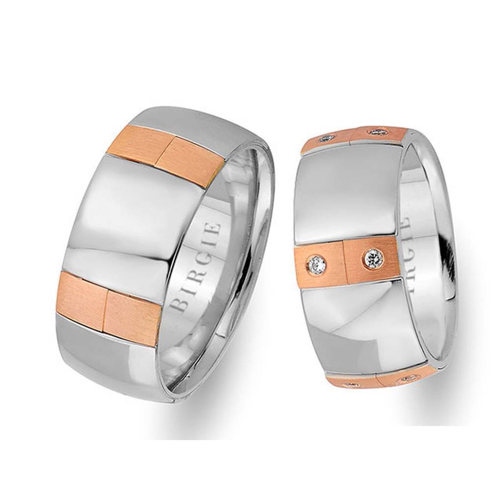 Alliance en or blanc et rose avec diamants