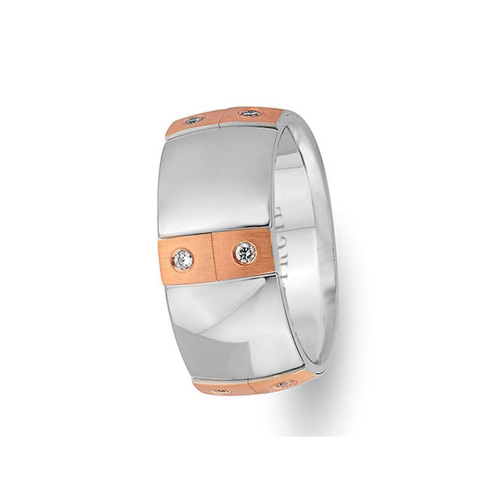 Alliance en or blanc et rose avec diamants