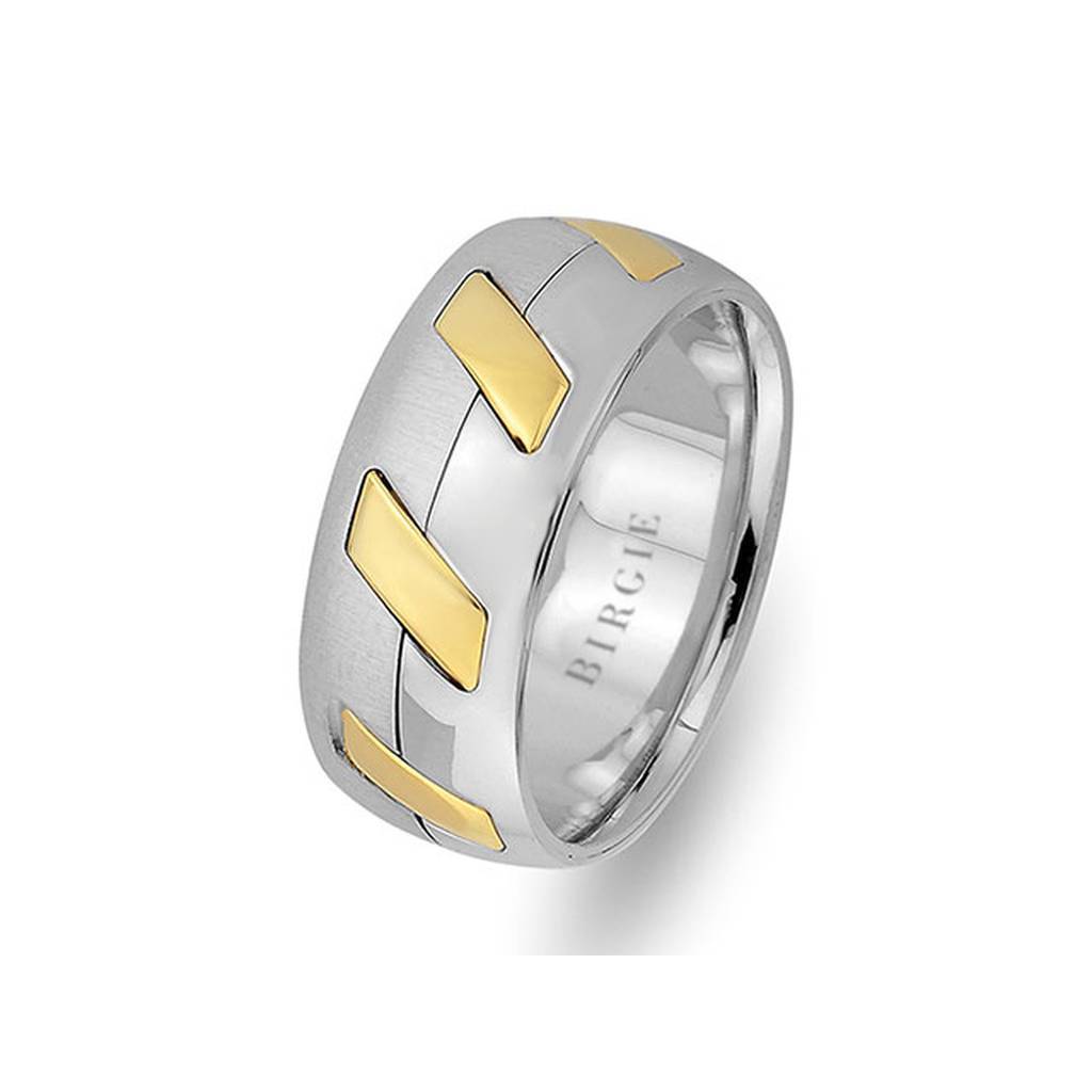Alliance en or blanc et jaune au design moderne