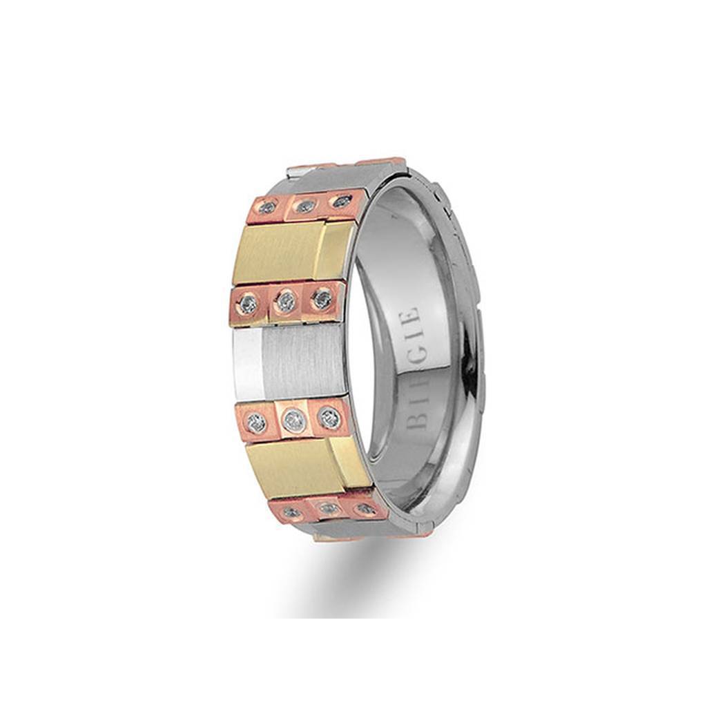 Alliance Broadway en or rose, blanc et jaune avec diamants
