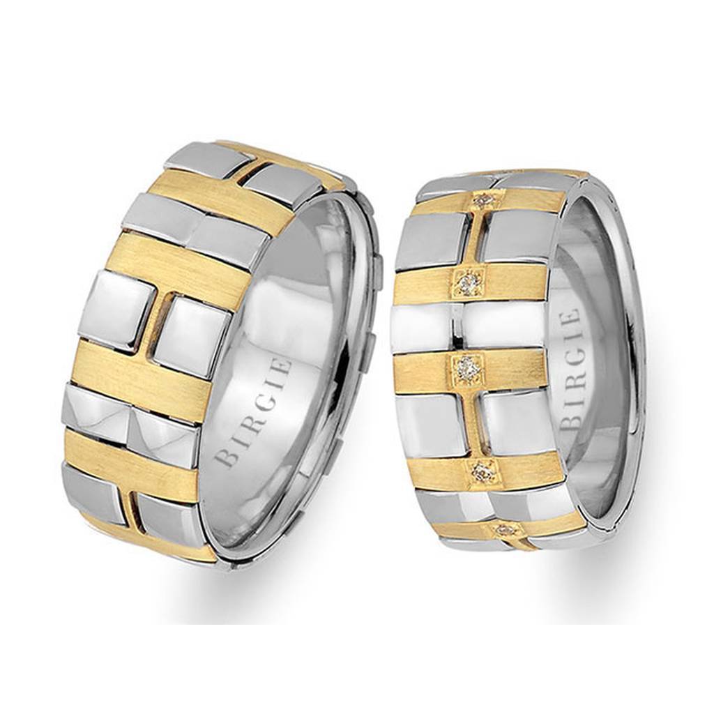 Alliance de cavalerie en or blanc et jaune avec diamants