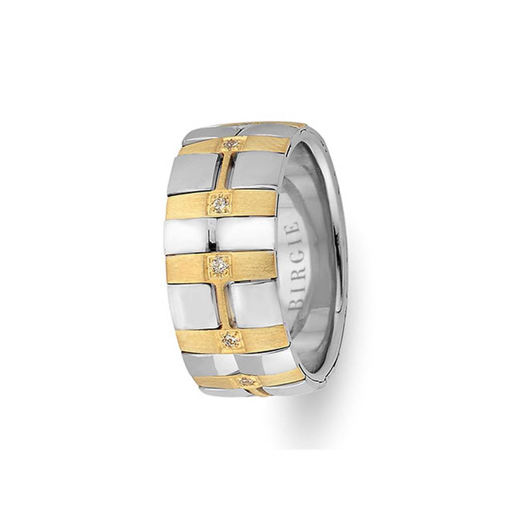 Alliance de cavalerie en or blanc et jaune avec diamants