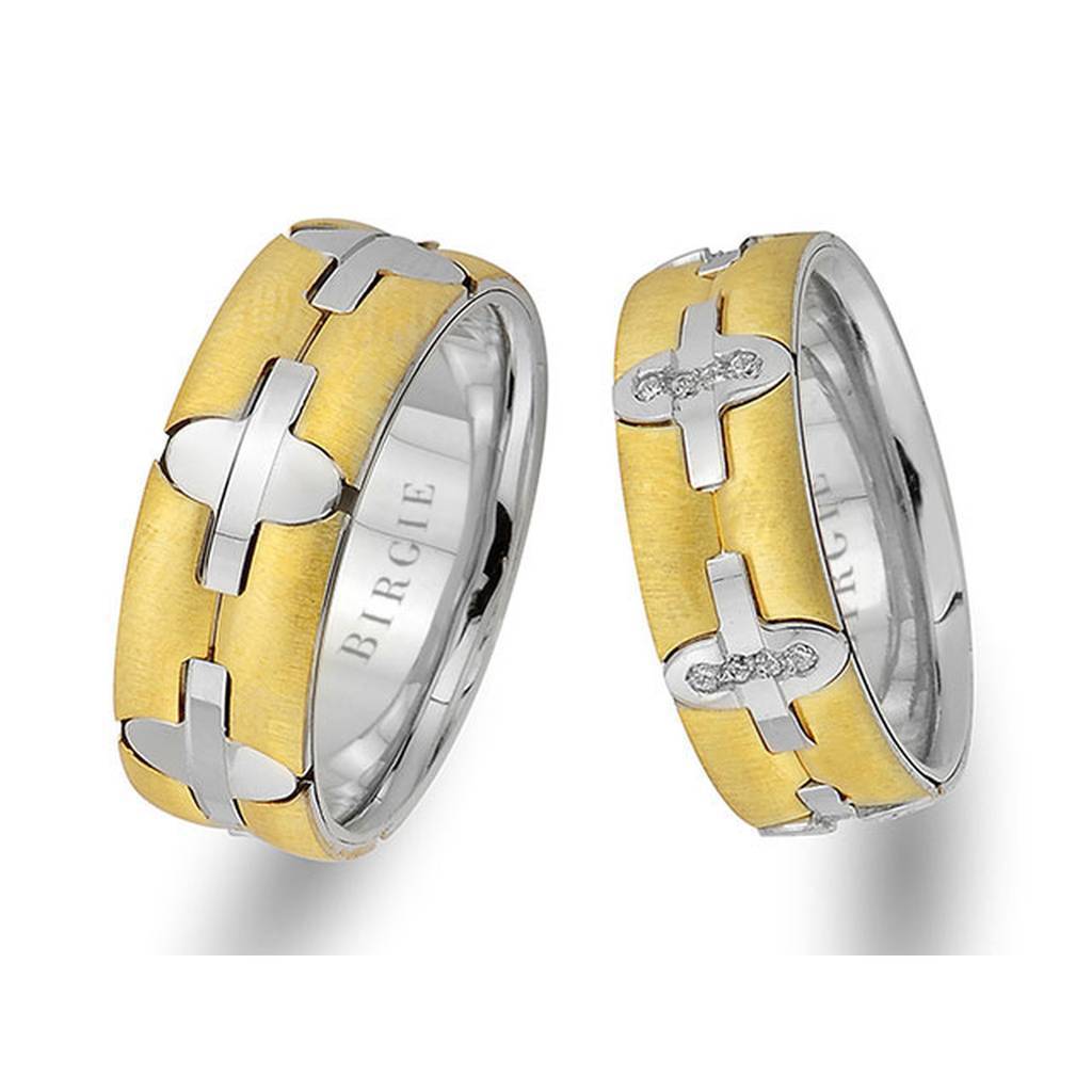 Alliance Pandora en or blanc et jaune avec diamants
