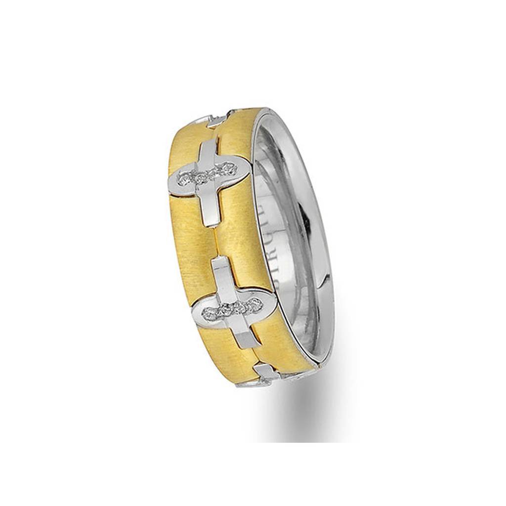 Alliance Pandora en or blanc et jaune avec diamants