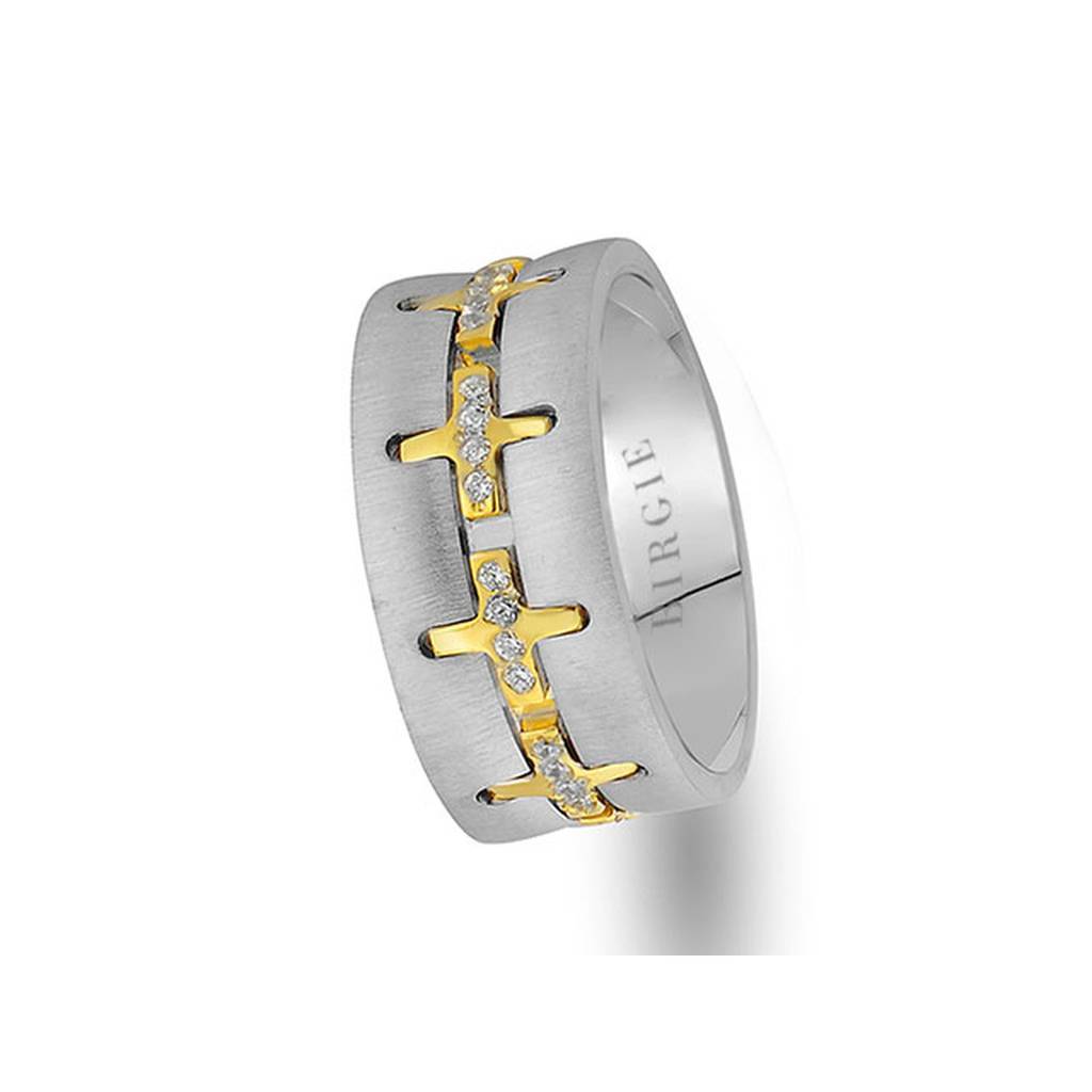 Alliance Pandora en or blanc et jaune avec diamants