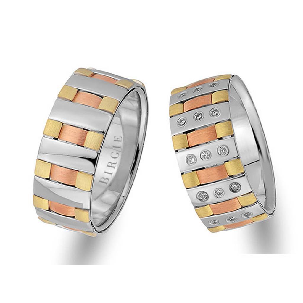 Alliance New York en or rose, blanc et jaune avec diamants
