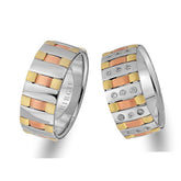 Alliance New York en or rose, blanc et jaune avec diamants
