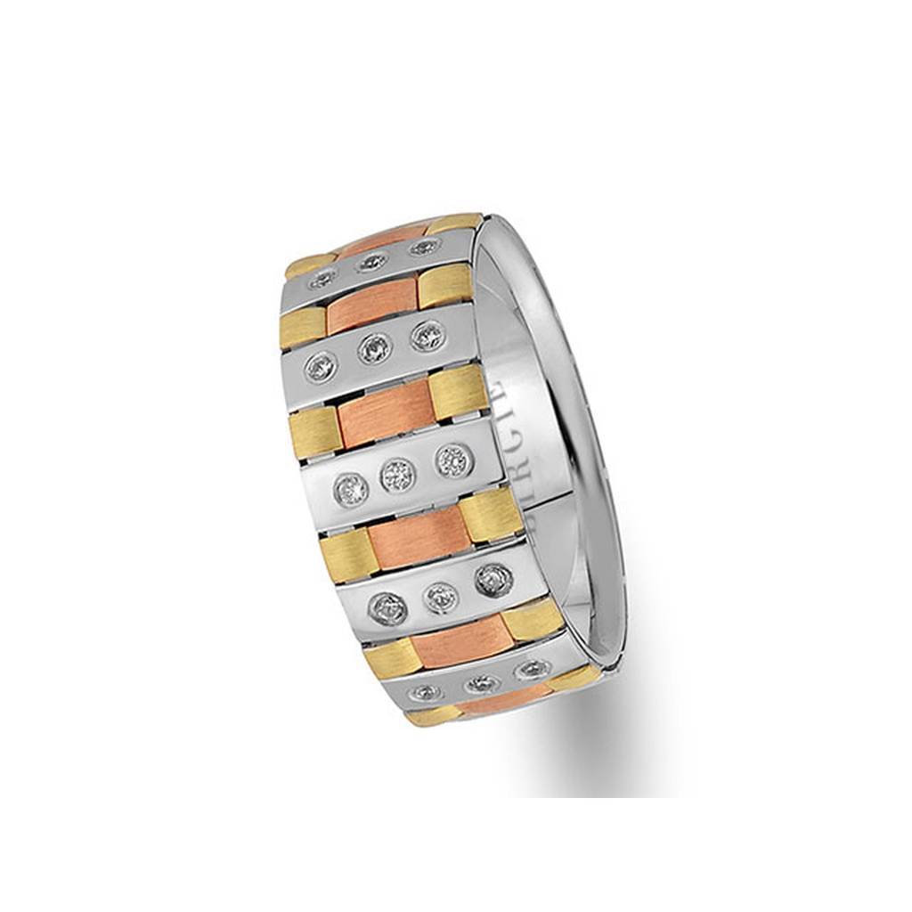 Alliance New York en or rose, blanc et jaune avec diamants