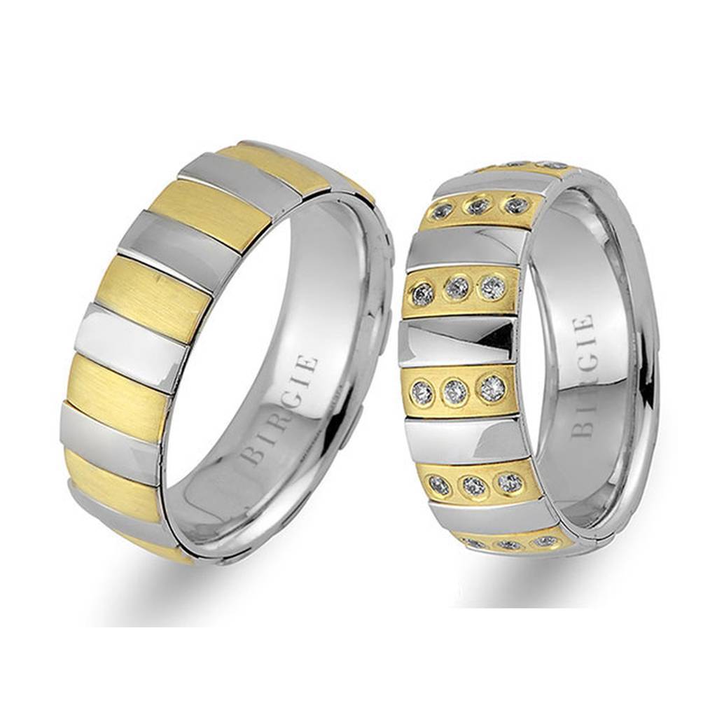 Alliance Rothko en or blanc et jaune avec diamants