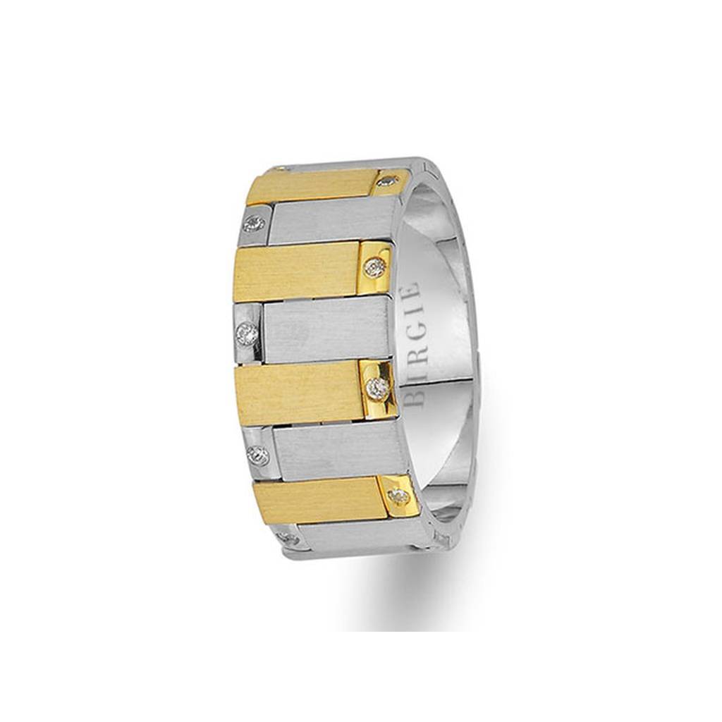 Alliance Cairo en or blanc et jaune poncé avec diamants